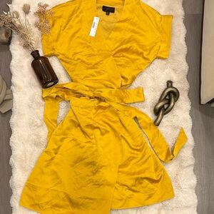 J Crew Vibrant Yellow Wrap Dress